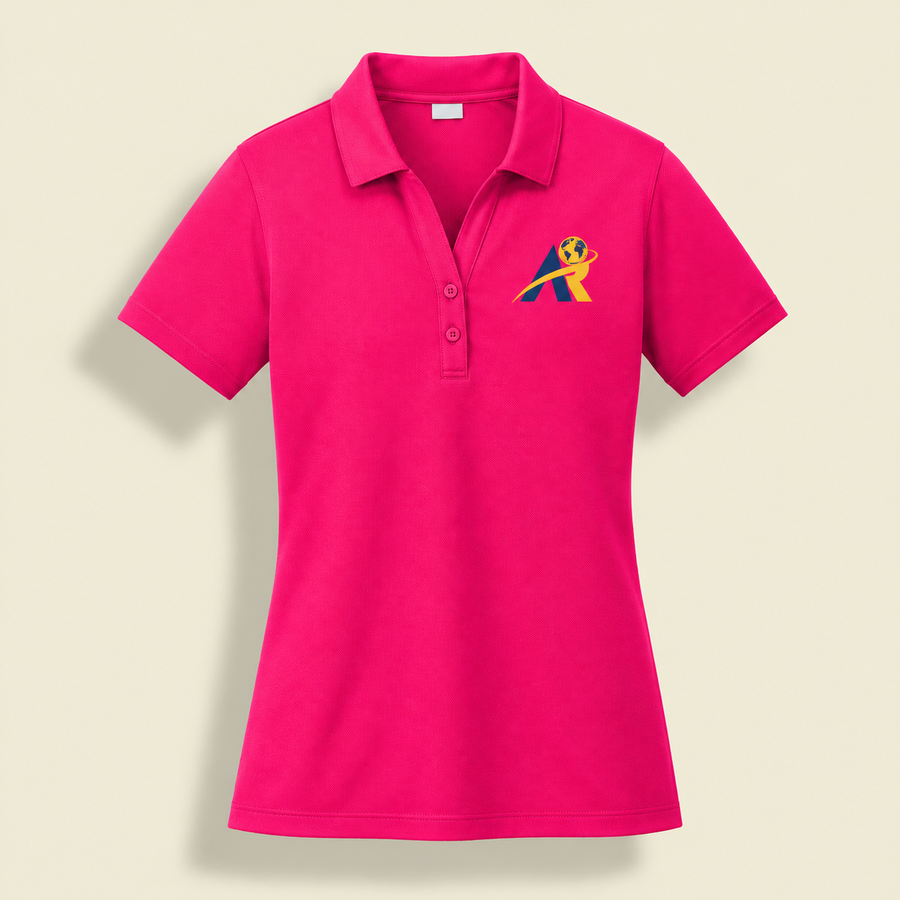 Pink Polo Shirt with Golden Globe