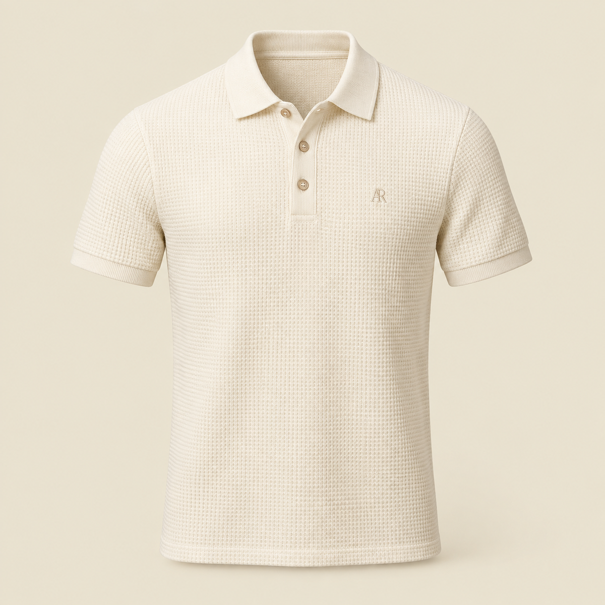 AR Textured Knit Polo - Ivory